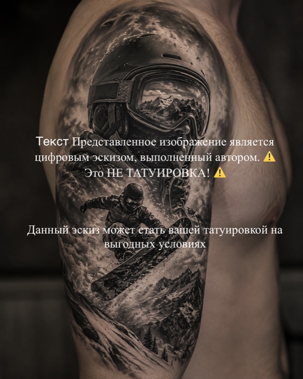 Цифровой эскиз татуировки — Горный сюжет