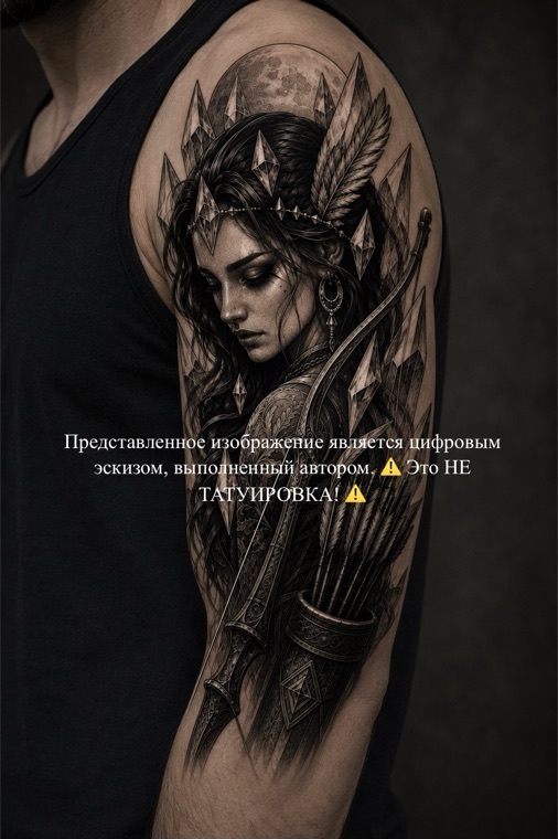 Цифровой эскиз татуировки — Воительница