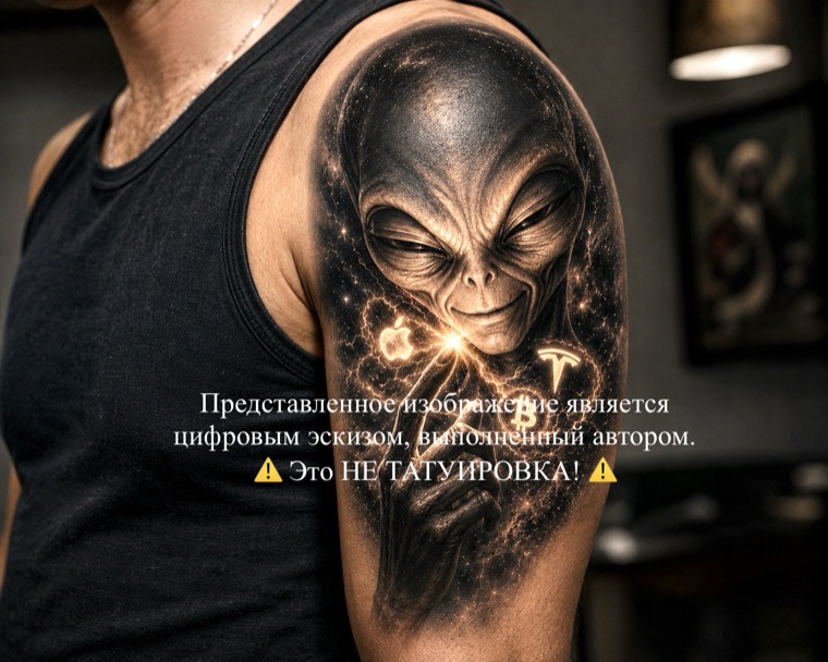 Цифровой эскиз татуировки — Инопланетянин