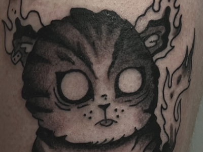 Милый котёнок на бедре. Мультяшный стиль, Tattooformat