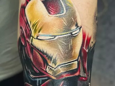 Тату Iron Man на предплечье. Поп-арт стиль, Tattooformat